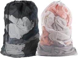 2 stuks grote wasmachinetassen, wasmachinetas, 60 x 90 cm, extra grote herbruikbare reistas met dicht trekkoord voor kleding, broeken, overhemden en sokken (wit/zwart) — thumbnail 1