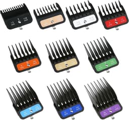 SnelShoppen - Combs Kammenset 10 Stuks - Volledige Grootte Beschermers 1/16 tot 1 Inch - Gekleurde Metalen Clips voor Tondeuses - Grijs — thumbnail 1