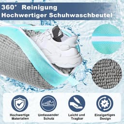 Dailygoods - Schoenwaszak, waszak, 2 stuks, ritssluiting, waszak voor schoenen, anti-vervorming, licht en draagbaar, herbruikbaar wasnet, waszak voor sneakers, grijs, 39 x 25 x 9 cm — thumbnail 3