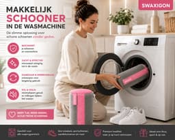 Schoenwaszak - Waszak voor schoenen - Herbruikbaar - Wasmachine&Droger - voor Sneakers en Tennisschoenen- Grijs/Pink — thumbnail 2