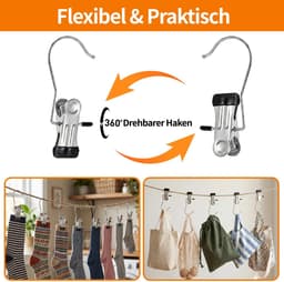 Dailygoods- Wasknijpers 40 Stuks - Roestvrij Staal - 360° Draaibaar - Antislip - Duurzaam - Geschikt voor Binnen/Buiten - Klemmen — thumbnail 5