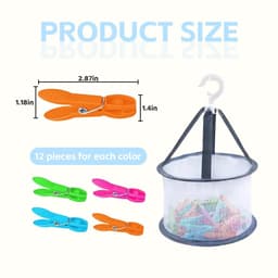 Dailygoods- Wasknijpers 48 Stuks - Opbergmand - Antislip - Multifunctioneel - Roestvrijstalen Veer - Handdoekklemmen - Wasclips — thumbnail 5