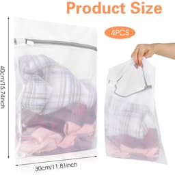Dailygoods- Wasnet Klein - 4 Stuks - Waszak voor Fijne Was - Waszak met Ritssluiting - Wasnet voor Beha/Sokken - Polyester Zonder Pilling — thumbnail 2