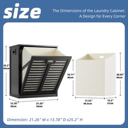 Dailygoods- Wasmandkast 63 Liter - Verwijderbare Waszak - Metalen Handgreep - Kantelbaar - Multifunctioneel Opbergproduct - Geschikt voor Keuken/Badkamer - Opbergkast — thumbnail 5