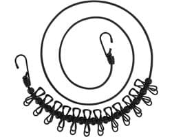 Draagbare Waslijn - Reis Waslijn - Kleding Drogen - Inclusief Clips - Tot 3.6m - Zwart