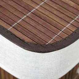 MEUNIQ Wasmand 100L met deksel en 2 vakken, bamboe wassorteerder met afneembare waszak, wasbaar binnenvak, 3 handgrepen en opvouwbaar ontwerp, bruin — thumbnail 3