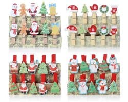 Dailygoods- Knijpers Hout 40 Stuks - Decoratieve Sierklemmen - Kerstmis - Mini Knijpertjes - Duurzaam - Jute Koord - Decoratieve Clips