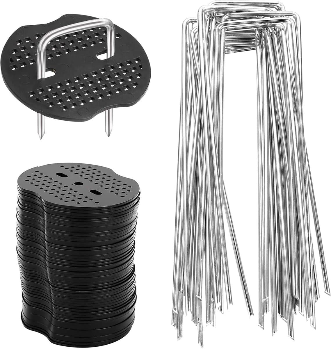 Haringen 50 x 15 cm - Onkruiddoek met sluitringen - Grondankers U-vorm van staal - Sterke grip in de tuin - m-winkel — afbeelding 1