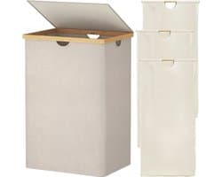 VALI® Wasmand -170L - Extra Grote Bamboe Wasmand - Beige - 54cm x 40cm x 80cm