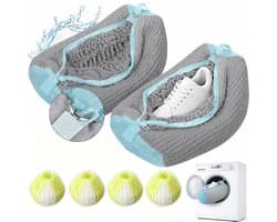 2 Stuks Schoenwaszak voor Wasmachine- Waszak voor Schoenen met 360° Reinigingspluche- Herbruikbare Schoenen Waszak met Ritssluiting- Sneaker Waszak voor Wasmachine en Droger- Geschikt voor Alle Schoensoorten en Maten- 39 × 19 cm