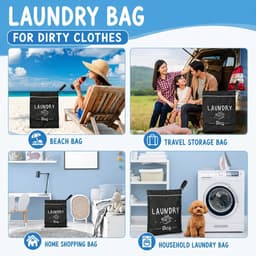 Waszakken voor reizen, 38 x 48 cm, opvouwbare waszak met ritssluiting, ademende polyester tas voor fitness, luiers, reizen, kamperen en dagelijks gebruik — thumbnail 5