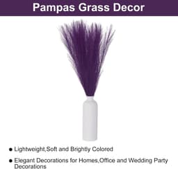 30 stuks faux pampasgras decoratie, 61 cm, kunstmatig gedroogde bloemen voor thuis, bruiloft, vaas, decoratie, paars — thumbnail 4