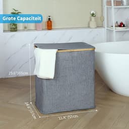 VALI® Wasmand - 140L - Wasmanden - Wasmand 2 Vakken - Grijs - 44cm x 33cm x 4cm — thumbnail 5