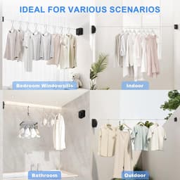 Uitschuifbare Waslijn - Intrekbare Kledinglijn - Kleding Drogen - Anti-doorzak ontwerp - 48 meter - Zwart — thumbnail 5