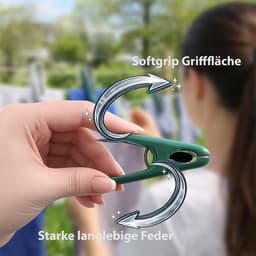 SnelShoppen - 40 Plastic Wasknijpers met Soft Grip, Weerbestendig en Windbestendig met Stalen Veer voor Kledinglijn, Kledingrek, Groene en Witte Klemm — thumbnail 4