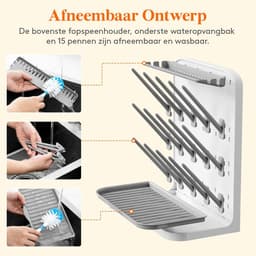 Verticaal Flessendroogrek met Afdruipmat en 15 Haken — thumbnail 2