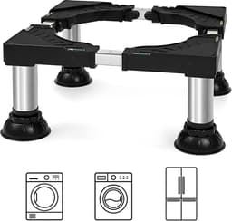 Verstelbare wasmachineverhoger - 40-65 x 40-65 x 21-24 cm - onderstel met 4 antislipvoeten en waterpas voor wasmachine en mini-koelkast - zwart — thumbnail 1