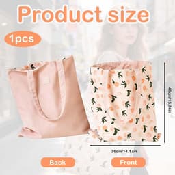 Canvas tas katoen linnen schoudertas 1 stuk 40x36cm omkeerbaar dubbelzijdig boodschappentas elfse oren dames kinderen lichtgewicht shopping strandtas — thumbnail 2