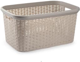 Plasticforte Wasmand - 3x - 35 liter - rotan - beige - kunststof - 53 x 36 x 26 cm - draagmand - met handvatten - lichtgewicht — thumbnail 3