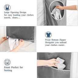 SnelShoppen - Grote Hangende Waszak - 73x48 cm - Wascollectoren voor Deur - Inclusief 2 Zuignappen & 2 Roestvrijstalen Haakjes - Ideaal voor Badkamer, — thumbnail 5