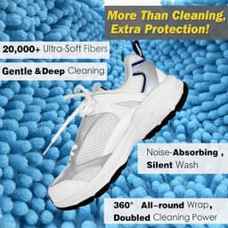 2 stuks - Schoenwaszak - Sneaker waszak - Wasmachine schoenreinigingszak - Herbruikbaar - Anti-vervorming - 360° Diepe Reiniging met Microvezel - 39 cm x 20 cm - Blauw - Geschikt voor de wasmachine — thumbnail 3