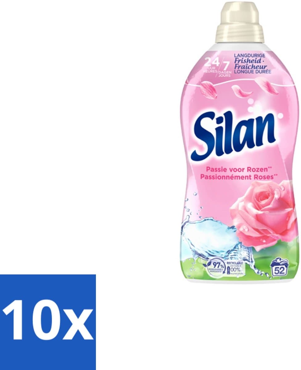 10 x Silan – Wasverzachter – Classic Pink Passie voor Rozen – 1144 ml - Wasverzachter - Roze Geur - Wasgoed Verzachter - Kleding Verzachter - Statische Elektriciteit — afbeelding 1