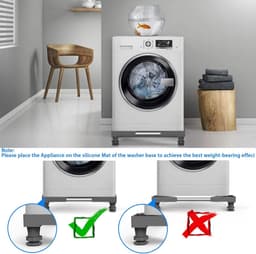 Onderstel Wasmachine - Verrijdbaar Onderstel - Apparaten Verplaatsen - Verstelbare Afmetingen - 42-65cm Breed - Grijs — thumbnail 5
