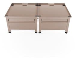 Wasophoogte® Wasmachine verhoger met lade en plateau - Dubbele wasmachine opbouwmeubel - Wasmachine sokkel - 42cm hoog - Taupe - Universeel - 65*60,5 (LxB) - Inclusief wandbeugels