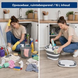 Opvouwbare Emmer 16 L met Deksel - Inklapbare Siliconen Emmer - Voor Camping, Picknick, Schoonmaken en Opbergen — thumbnail 5