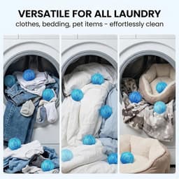 TEKROA®12 -pack - Herbruikbare wasballen - Verwijdert haar en vlekken - Wasmachine / Wasgoed Huisdierhaarvanger - en hondenhaar uit kleding - 5 cm diameter - Blauw — thumbnail 2