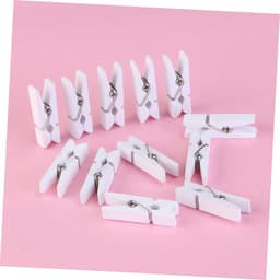 Mini Houten Knijpers - Wasknijpers Foto - Decoratie Foto's - Natuurlijk Hout - 3.5 cm - Wit — thumbnail 2