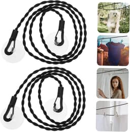 2-pack - Waslijn - Elastische reiswaslijn - Droogtouw - Elastisch ontwerp zonder clips - Inclusief zuignappen en haken - Draagbare waslijn voor thuis, kamperen, hotels en buiten - 1,5 m - Rekbaar tot 2,5 m - Zwart — thumbnail 4