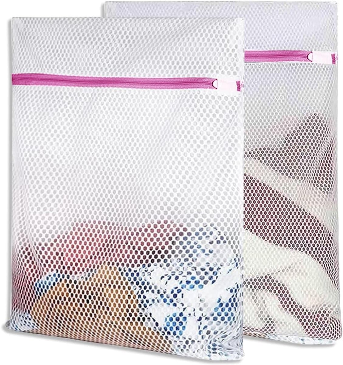 Duurzame Waszakken Set van 2, Ademend Net met Ritssluiting voor Kleding, Bescherming voor Jumpers, Shirts en Ondergoed, Maat M 40 x 50 cm — afbeelding 1