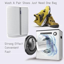 Wasmachine schoenwaszak - dubbele vakken, pluizige 360° bescherming en reiniging, gaas inlegzoolhouder, krasbestendige ritssluiting, wasmachine en droger, wit, beschermende dubbele schoenwaszak — thumbnail 3