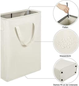 wasmand, kleine opvouwbare smalle waszak met handvat. — thumbnail 5
