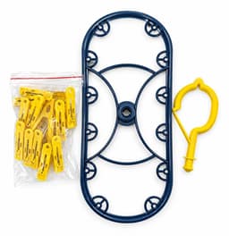 Hangdroger met Knijpers – Sokken Droogrek – Wasdrooghanger voor Ondergoed, Babykleding & Kleine Was – Ophangbaar Droogrek – Blauw/Geel — thumbnail 3