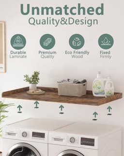 Wasdroger Aanrechtblad met Randrails - Houten Werkblad voor Wasmachine en Droger - 27,5 Inch Diepte x 54 Inch — thumbnail 2