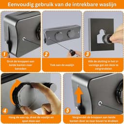 CRLYN® Waslijn Uittrekbaar - Drooglijn Oprolbaar - Roldrooglijn — thumbnail 2