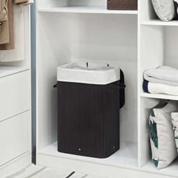 Wasmand opbergmand 40x30x60cm zwart groot volume 72 liter met handgrepen deksel tegen geur en afneembare wasbare katoenen binnenzak draagvermogen 20kg opvouwbaar ontwerp ruimtebesparend geschikt voor slaapkamer badkamer en wasruimte — thumbnail 4