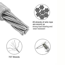 NEWFUN Draadkabel, 5 mm, 60 m, pvc-ommanteld, spandraadset met kabelspanner voor leuningen, klimplanten en waslijn (60 - ShopVlot — thumbnail 4