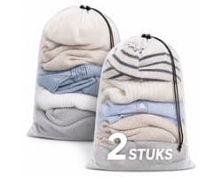 BOTC Waszakken - 60*90cm Waszak Groot - Set van 2 - Waszak Wasmachine - Laundry bag - Waszakken - Wit