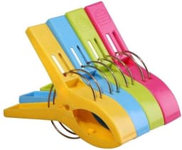 Strandhanddoekclips - Grote Wasknijpers - Antislip Ontwerp - Felgekleurde Plastic - Voor Ligbedden en Wasgoed - 4 Stuks — thumbnail 5
