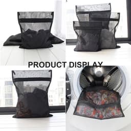 SnelShoppen - 4-delige Wasnetten voor Wasmachine - Waszak met Rits voor Ondergoed, Bh's, Sokken en Babykleding - 3 Maten (Zwart) — thumbnail 5