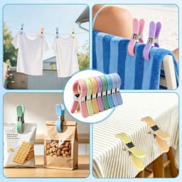 Set van 8 Grote Handdoek Klemmen voor Strandbedden, Winddichte Kledingknijpers van RVS voor Handdoeken, Badlinnen en Beddengoed met Reiszak — thumbnail 4