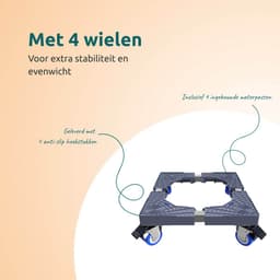 George Napoli Wasmachine Verhoger met 4 Wielen - Opbouwmeubel - Sokkel - Onderzetter - Onderbouwkast - Kast - Ook voor Droger, Koelkast, Vaatwasser en Vriezer — thumbnail 4