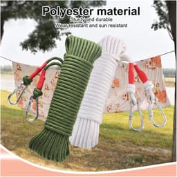 Outdoor Waslijn - Draagbare Lijn - Buiten Kleding Drogen - Boorvrije Bevestiging - 30 Meter - Meerkleurig — thumbnail 4