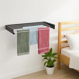 Solvix Wanddroogrek Inklapbaar – Wasrek Wandmontage – Uittrekbare Wandwasdroger voor Binnen en Buiten – 100 cm Zwart — thumbnail 3