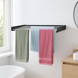 Solvix Wanddroogrek Inklapbaar – Wasrek Wandmontage – Uittrekbare Wandwasdroger voor Binnen en Buiten – 100 cm Zwart — thumbnail 2