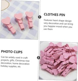 Hart Decoratie Clips - Mini Wasknijpers Hout - Foto's Ophangen - Hartvormig Ontwerp - 3.5 cm - Roze — thumbnail 5