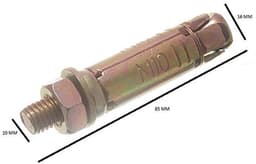 Projecteren Ankerbouten - Bevestigingsbouten - Zware Bevestiging - Roestbestendig Plating - M10 x 75mm - Geel — thumbnail 2